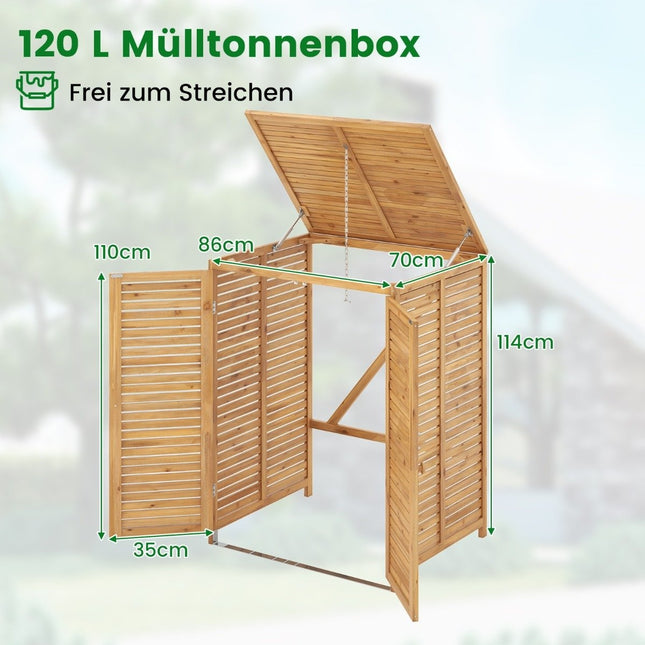 Mülltonnenbox aus Holz für den Außenbereich – 120L, abschließbar, belüftet
