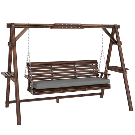 Hölzerne Gartenschaukel mit Kissen, 3-Sitzer