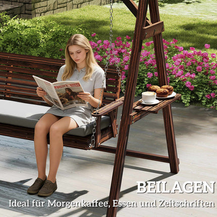 Hölzerne Gartenschaukel mit Kissen, 3-Sitzer