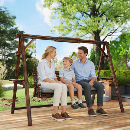 Hölzerne Gartenschaukel mit Kissen, 3-Sitzer