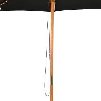Wooden Bamboo Parasol, 300 Cm, Black, Robust & Elegant