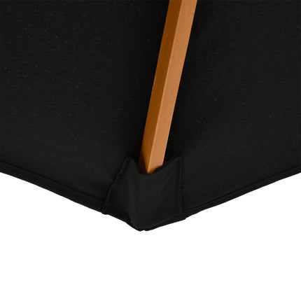 Wooden Bamboo Parasol, 300 Cm, Black, Robust & Elegant