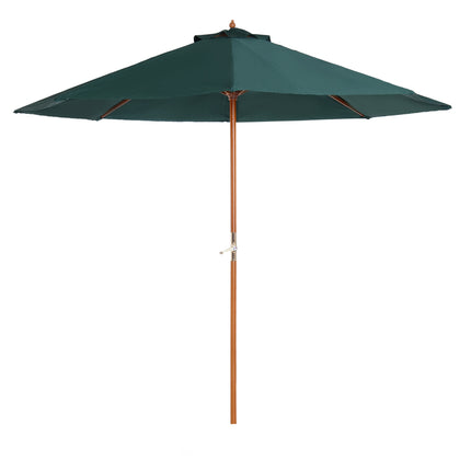 Dark Green Wooden Garden Parasol Parasol, 2.5M