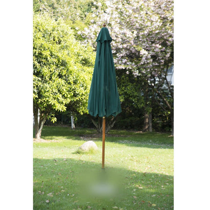 Dark Green Wooden Garden Parasol Parasol, 2.5M