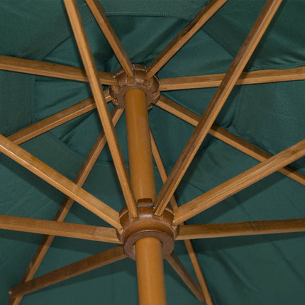 Dark Green Wooden Garden Parasol Parasol, 2.5M
