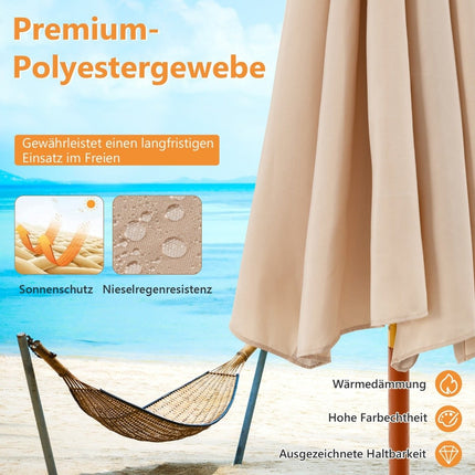Holz-Sonnenschirm mit Seilzug, 283 x 252,5 cm, Beige
