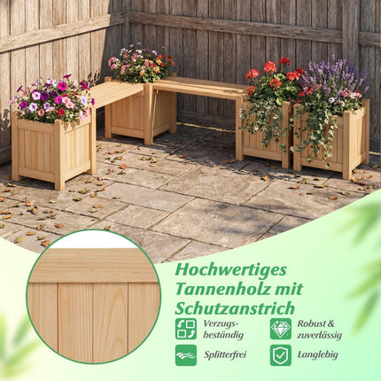 Holzbank mit 2 seitlichen Pflanzkästen, Teaköl-Finish
