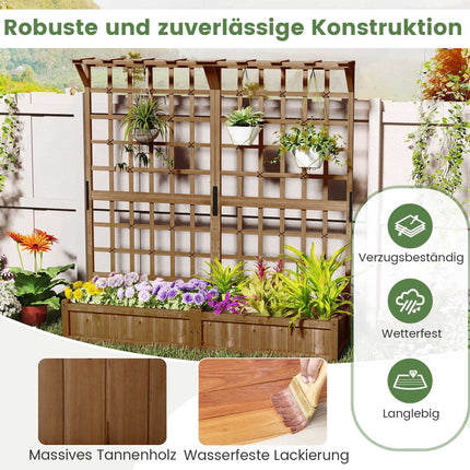 Holz-Pflanzkasten mit Spalier & Dach für Kletterpflanzen