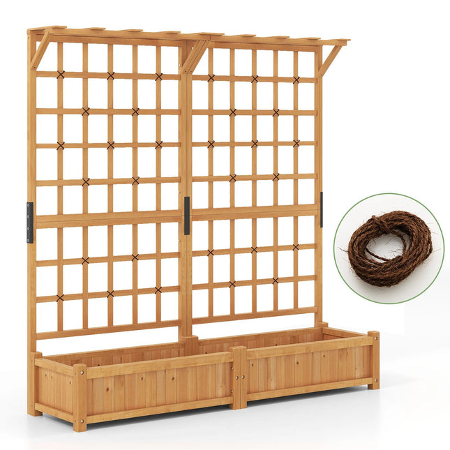 Holzpflanzkasten mit Spalier und Dach, 3-in-1 Design
