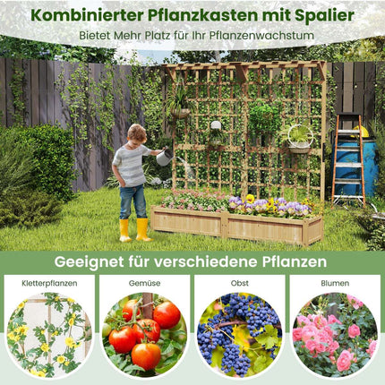 Wooden Planter Box with Trellis and Roof, 3-in-1 Design