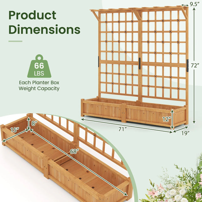 Holzpflanzkasten mit Spalier und Dach, 3-in-1 Design
