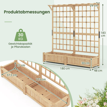 Wooden Planter Box with Trellis and Roof, 3-in-1 Design