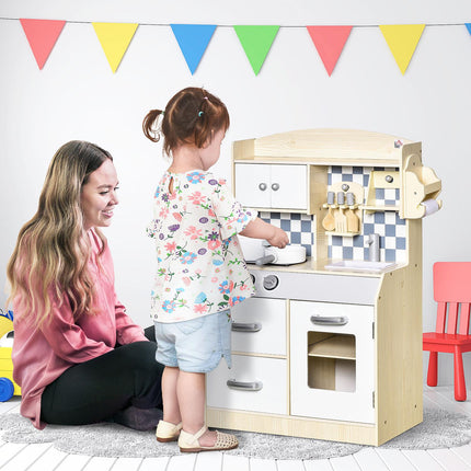 Children's wooden play kitchen with fog, light and music