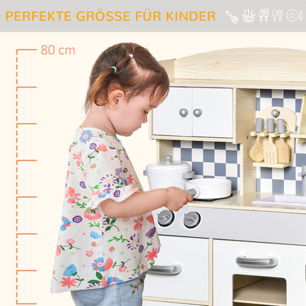 Children's wooden play kitchen with fog, light and music