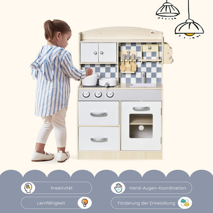 Children's wooden play kitchen with fog, light and music