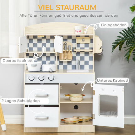 Children's wooden play kitchen with fog, light and music