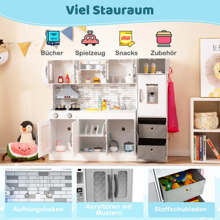 Dřevěná dětská kuchyňka se světly a zvukem, modulární design