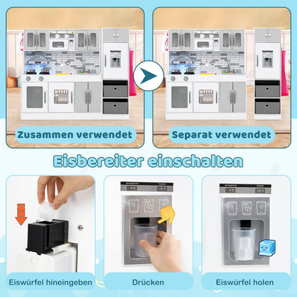 Dřevěná dětská kuchyňka se světly a zvukem, modulární design