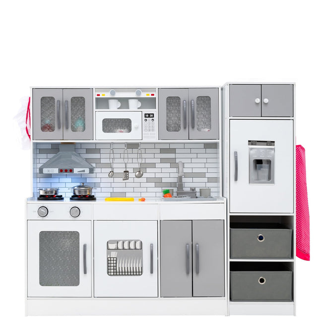 Wooden Play Kitchen Set with Lights & Sound, Modular Design