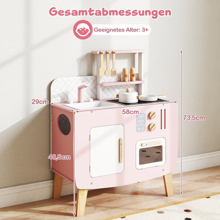 Spielküchen-Set aus Holz mit Herd, Spüle und Zubehör