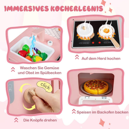 Spielküchen-Set aus Holz mit Herd, Spüle und Zubehör