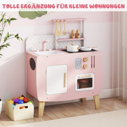 Spielküchen-Set aus Holz mit Herd, Spüle und Zubehör