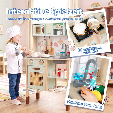 Kinder-Spielküche aus Holz mit Licht & Sound, Grün