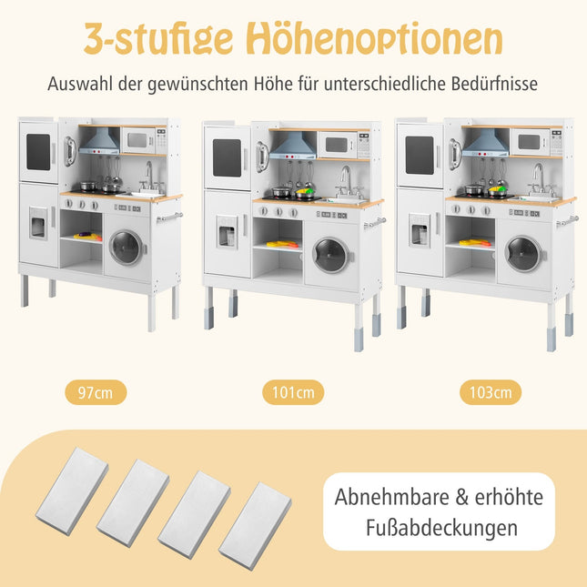 Wooden Play Kitchen with 16 Accessories for Kids 3+