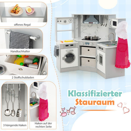 Hölzerne Spielküche mit Licht, Sound, Wasserspender & Waschmaschine