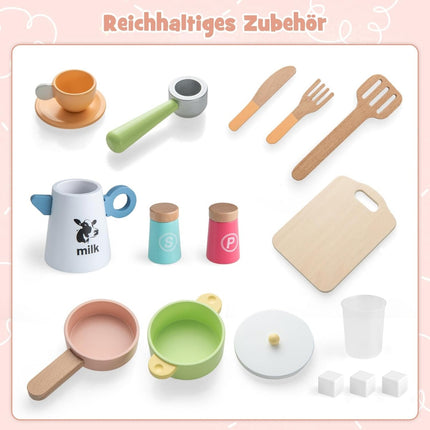 Wooden Play Kitchen with Microwave, Pink, 102x35x110 cm