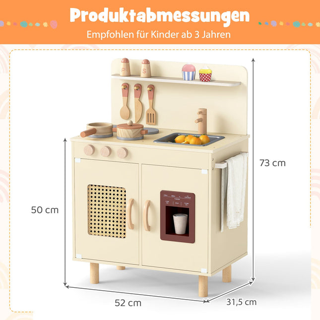 Hölzerne Spielküche mit Stauraum und Zubehör
