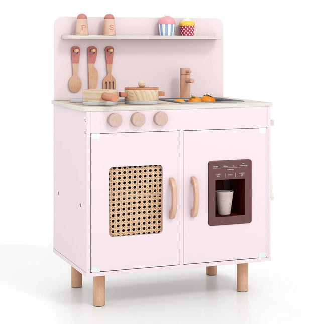 Holzspielküche mit Stauraum, Licht und Sound, Rosa