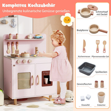 Holzspielküche mit Stauraum, Licht und Sound, Rosa