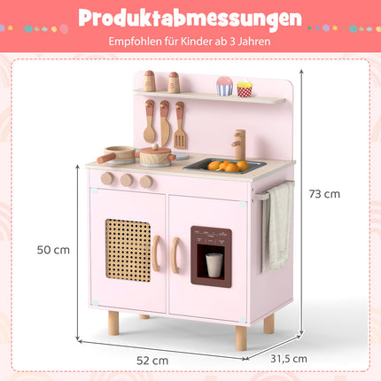 Holzspielküche mit Stauraum, Licht und Sound, Rosa