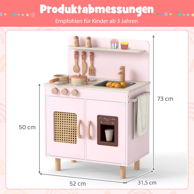 Holzspielküche mit Stauraum, Licht und Sound, Rosa