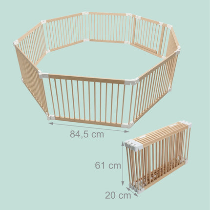 Laufstall aus Holz, faltbar, 8-teilig, sicherer Spielbereich