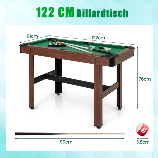 Billardtisch aus Holz mit Zubehör, 122 cm – grünes Filz