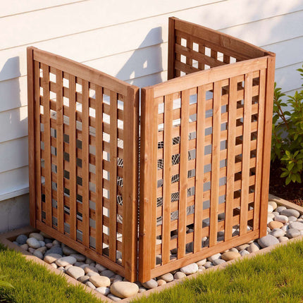 Wooden Privacy Fence for AC Unit, 3-Panel, 810x960mm