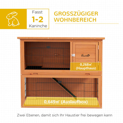 Holz-2-Etagen-Kaninchenstall mit Außendach