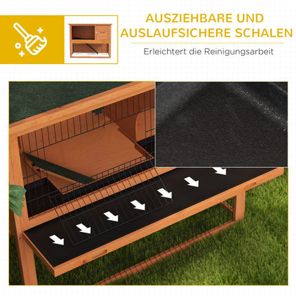 Holz-2-Etagen-Kaninchenstall mit Außendach