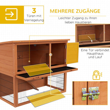 Holz-2-Etagen-Kaninchenstall mit Außendach