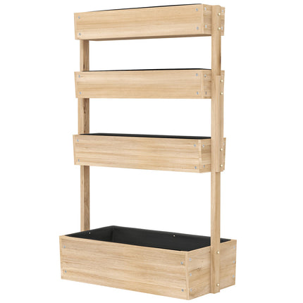 Hochbeet aus Holz mit Drainage, 4 Ebenen, 88x45x140 cm