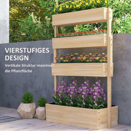 Hochbeet aus Holz mit Drainage, 4 Ebenen, 88x45x140 cm