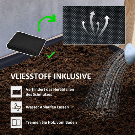 Hochbeet aus Holz mit Drainage, 4 Ebenen, 88x45x140 cm