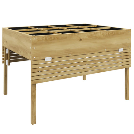 Hochbeet aus Holz mit 12 Unterteilungen und Frühbeetaufsatz
