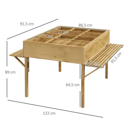 Hochbeet aus Holz mit 12 Unterteilungen und Frühbeetaufsatz