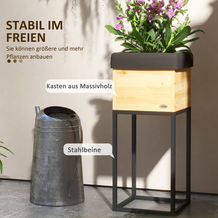Erhöhtes Holzbeet mit Stahlbeinen, 22x22x54cm Gartenkasten