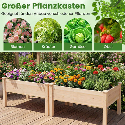Erhöhtes Gartenbeet aus Holz mit Ablauflöchern, 122x62 cm