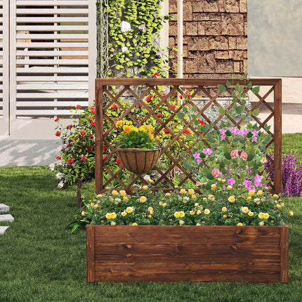 Verhoogd tuinbed van hout met klimrek, 99 x 36 x 102 cm