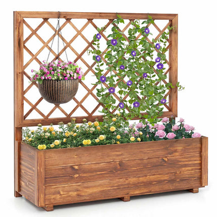 Verhoogd tuinbed van hout met klimrek, 99 x 36 x 102 cm